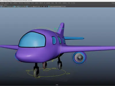Cute Cartoon Airplane Fully Rigged Low-poly 3D model