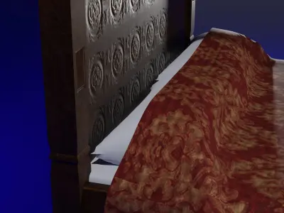Four Poster Bed Low-poly 3D model