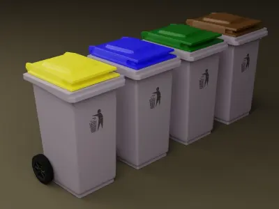 120 liter recycling bins 3D model