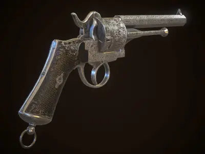 LEFAUCHEUX - Vintage Revolver Steel Low-poly 3D model