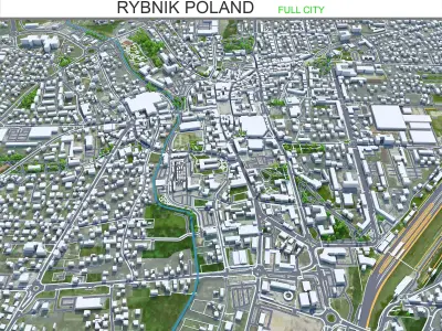 Rybnik Poland 30km Low-poly 3D model