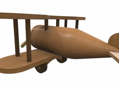 Wooden airplane toy 1 Free 3D model