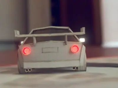 Cardboard Car Free low-poly 3D model