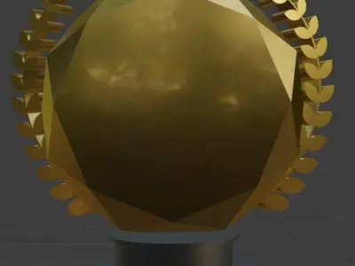Award 3D with Gold and Black Wooden Material 3D model purchase