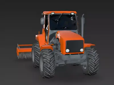 Terra-Sweep Heavy Beach Groomer Tractor Low Poly 3D Model Low-poly 3D model