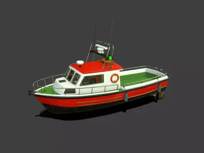 Fishing Boat With Interior Low-poly PBR Low-poly 3D model