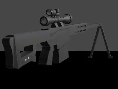 Sniper rifle M107 Low-poly 3D model