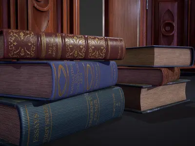 Victorian Bookcase Game-Ready Low-poly 3D model