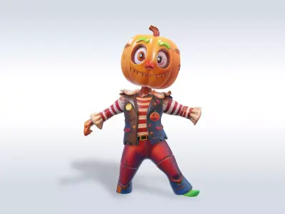 Cheerful Pumpkin Character Free 3D model