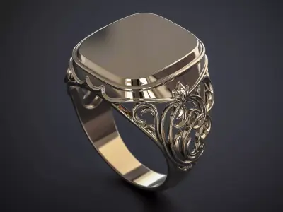 A MAN S RING WITH AN ORNAMENT 3 Printable Model 3D print model