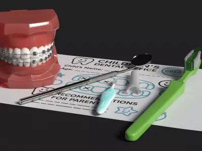 Child Dental Office Training Kit Assorted Tools 3D model