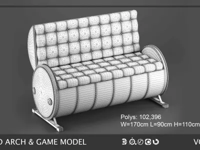 5 Barrel Seats  3D model