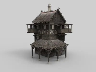 Medieval house fantasy 06 Low-poly 3D model