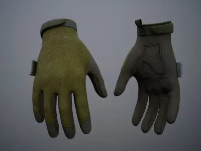 Tactical Combat Gloves 04 Low-poly 3D model