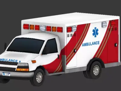 Low Poly Ambulance 3D Model Low-poly 3D model by deveshpandey19