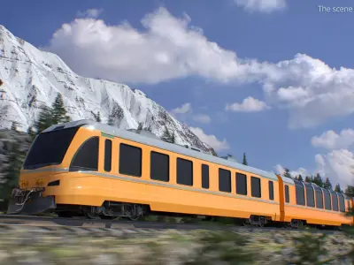 Three-Car Passenger Train with First and Second Class Simplified 3D model