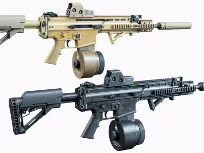 Modular tactical MK17 FN SCAR-H Low-poly 3D model