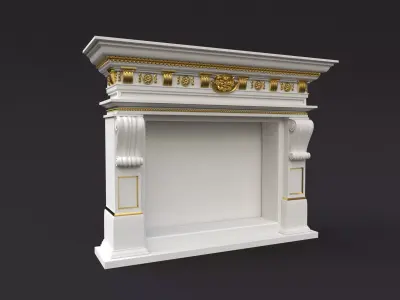 fireplace gold 3D model