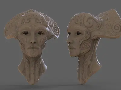 The Queen pair of head sculptures 3D print model