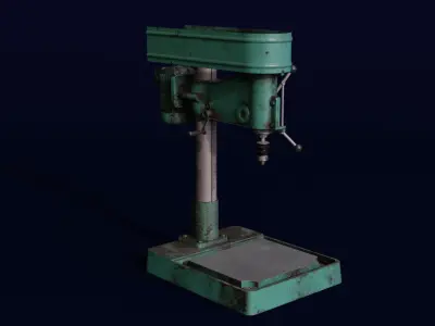 Vintage rusted NS-12 drilling machine Low-poly 3D model