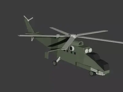 Mi-24 military helicopter Low-poly 3D model