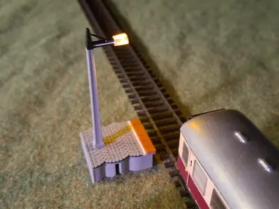Single Edge Platform Light Poles Module 1-87 FDM color 3D print model