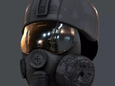 Gas mask helmet 3d model scifi Low-poly  Low-poly 3D model 4