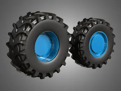 Tractor Tires  and Rims - T01 3D model