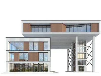 Modern commercial building No 8 Low-poly 3D model