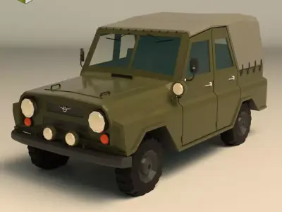 Low Poly Military Jeep 04 Low-poly 3D model