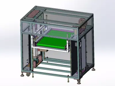 Vertical Chain Conveyor Lifter with Pneumatic Pallet Transfer 3D model