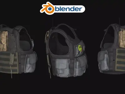 Modern Tactical Combat Vest PBR Game Ready Low-poly 3D model