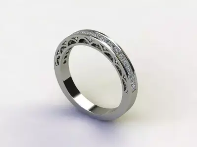10094 wedding ring gold with diamonds 3D print model