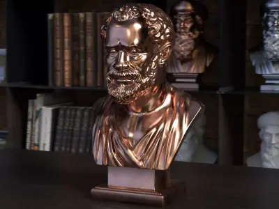 Democritus Bust Sculpture 3D Print Model STL File 3D print model