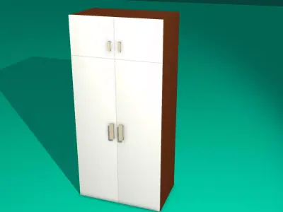 Low Poly Wardrobe 3D Model Game Ready Furniture Asset Free low-poly 3D model
