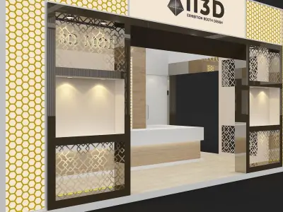 Exhibition Stand Stall Three Side Open 6X6 3D model