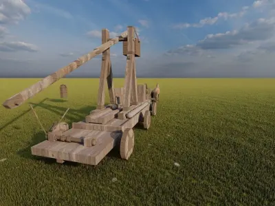 Medieval Catapult 3D model 4
