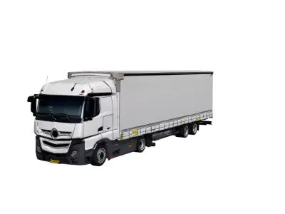 Mercedes Actros Semi Truck With Trailer Cargo Transport 3D model