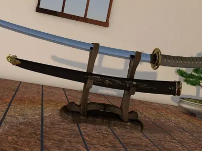 Katana sword 3D model 5