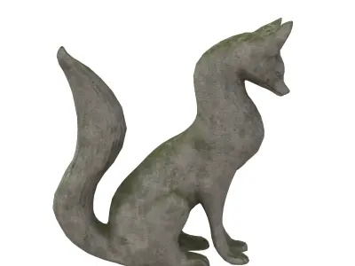 Fox stone statues Low-poly 3D model