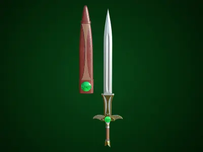  Fantasy Sword 10 PBR Unity UE Arnold V-Ray Textures Included Low-poly 3D model