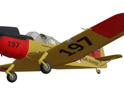 Fokker S-11 Instrukteur Low-poly 3D model