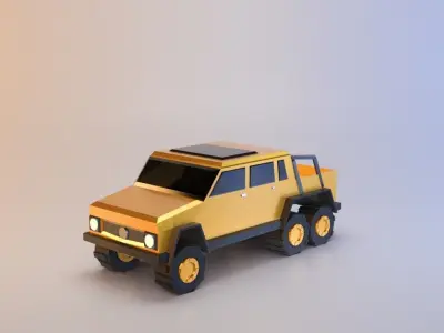 6x6 Pickup Truck Low-poly 3D model