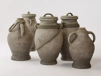 Antique clay pottery Low-poly 3D model