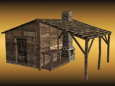 Blacksmith workshop Low-poly 3D model