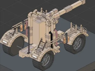 Low Poly German Tank 88MM Gun Low-poly 3D model