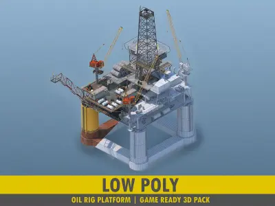 Oil Rig Platform - Pack  Low-poly 3D model