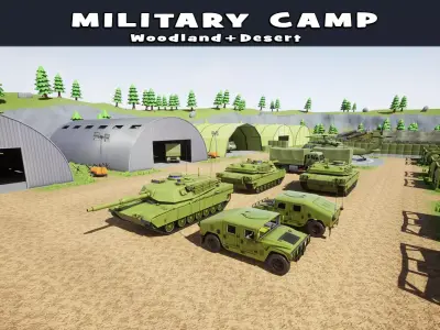 Military Base Stylized Environment Low-poly 3D model