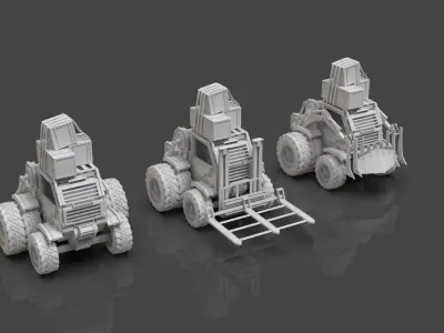Industrial Machinery Vehicle - Pack Of 3 - Untextured 3D model