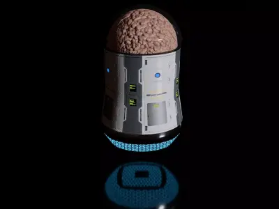 Droid spaceship with egg inside Low-poly 3D model